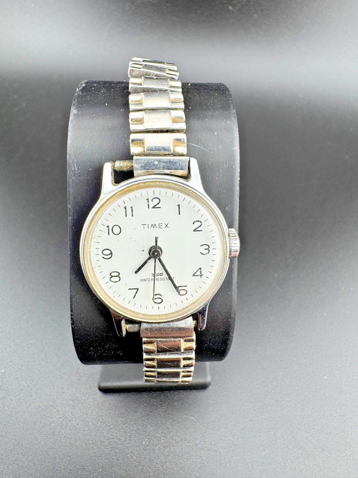 Vintage Timex Manual Wind Watch White Dial Steel Band